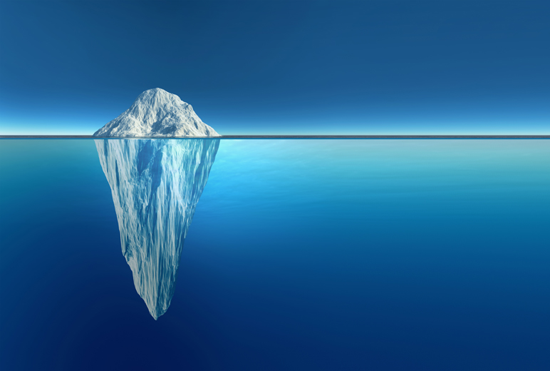 Illustration Eisberg über und unter Wasser